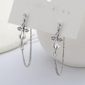 wholesale S925 Silver Antique Korean-style Anchor Hexagram Element Small Accessory Tassel Earring Chain Earrings-0-2