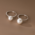 wholesale S925 Sterling Silver Women's French Pearl Ring Retro Elegant Minimalist Open Ring R01215-0-2