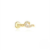 wholesale S925 Sterling Silver Bow-shaped Zircon-accented Flat Threaded Ear Cartilage Stud, A Popular Geometric Earring In Europe And America-Single gold #10