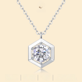 wholesale S925 Sterling Silver Moissanite Geometric Pendant Fashion Choker Necklace Accessories Cross-Border Live Streaming Hot Selling Source Wholesale-0-0