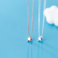 wholesale Sterling Silver Mini Star Necklace Pendant Women's Korean Style Five-Point Star Pendant Cute and Delicate Silver Collarbone Chain D4938-0-3