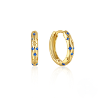 wholesale 925 Sterling Silver Light Luxury Star Ear Hoops With Clasp, Women's Advanced Cross-border Niche Design Earrings-Gold-Blue Diamond 113#&gt;925 Silver