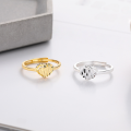 wholesale Metal S925 Silver Fashion Cross-Border Hot Selling European and American Style 3D Heart Personality Trendy Ins Versatile Open Adjustable Ring-0-0