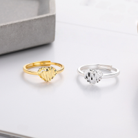 wholesale Metal S925 Silver Fashion Cross-Border Hot Selling European and American Style 3D Heart Personality Trendy Ins Versatile Open Adjustable Ring-YJ1492 bright silver/approx. 2g &gt; opening adjustable