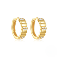 wholesale S925 Sterling Silver Geometric Earrings With Classic Zircon Inlay, A Hot-selling Creative Earring In Europe And America-Gold#2 925 Silver