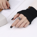 wholesale S925 Sterling Silver Korean Style Ins Minimalist Square Black Zircon Cold Tone Design Open Adjustable Ring-0-2
