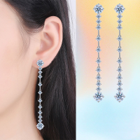 wholesale S925 Sterling Silver Cross-Border Moissanite Earrings with Heavy Workmanship Long Tassel Drop Earrings for Women, Ear Clips-3 carats + 3 carats (moissanite)  925 silver