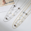 wholesale 925 Silver Double Layer Stacking Necklace for Women, Summer High-End Sense Sweet and Cool Shell Pearl-0-0