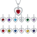 wholesale S925 silver colored gemstone ruby zircon heart-shaped love pendant women's pure silver collarbone chain-0-0