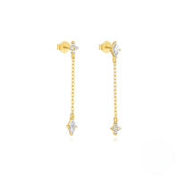 wholesale S925 Sterling Silver Geometric Butterfly Four-leaf Clover Tassel Dangle Earrings, Versatile Stacking, European And American Best-seller, Zircon-accented Luxury-Gold#5 925 silver