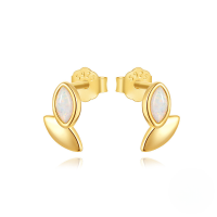 wholesale S925 Sterling Silver Octagonal Opal Zircon Accent Versatile Earrings For Women-Gold#2 925 Silver