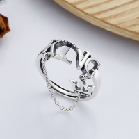 wholesale S925 Sterling Silver Korean Style Creative Hip-Hop Street Letter Patch Drop Tassel Adjustable Ring-YFJ364/approx. 2.63g Adjustable opening
