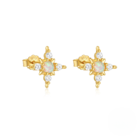 wholesale S925 Sterling Silver Amorphous Star Opal Zircon Inlaid Earrings For Women, Heart-shaped, Light Luxury, Niche Amazon New Arrival-Gold#6 925 silver