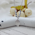 wholesale Sterling Silver S999 Maker's Ins Style Leaf Full Diamond "One Leaf for Sudden Wealth" Necklace Minimalist Niche High-End Design Sense Collarbone Chain-0-0
