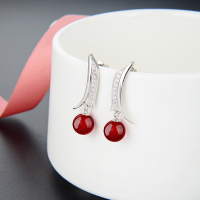 wholesale S925 silver source factory style zircon stud earrings, Korean and Japanese version round bead jewelry earrings for women-Earrings with plastic earplugs>925 silver