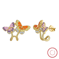 wholesale S925 Sterling Silver Colored Zircon Butterfly Earrings for Women, Small Batch Design, Direct Factory Wholesale-14K gold, approx. weight: 4.33g 925 silver