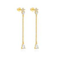 wholesale S925 Sterling Silver Super Sparkling Zircon Water Drop Tassel Earrings, Korean Style Fresh And Elegant With Pearl Butterfly Heart-Gold#3 925 Silver