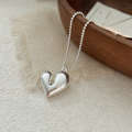 wholesale S925 Sterling Silver Irregular Heart Necklace for Women, Designed to be Unique and Niche, Luxurious High-End Sweater Chain-0-1