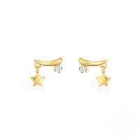 wholesale S925 Sterling Silver Geometric Zircon-inlaid Baroque Irregular Pearl Earrings, A Popular And Uniquely Designed European And American Accessory-Gold#3 925 Silver