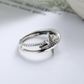 wholesale S925 Sterling Silver Korean Dongdaemun Double-Layer Hollow-Out Design Rice Star Index Finger Ins Style Open Adjustable Ring for Women-0-1