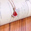 wholesale S925 Sterling Silver Agate Necklace for Women, Internet Hit Ins Mother-of-Pearl Fan Pendant Collarbone Chain-0-3