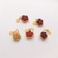 wholesale S925 gold-plated silver natural beeswax amber heart little flower gourd bear pendant accessory bracelet bead semi-finished product-0-6