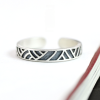 wholesale S925 Sterling Silver Retro Chinese Dragon Totem Ring Adjustable Unisex National Style Design-Old style one Opening adjustable