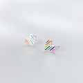 wholesale S925 Sterling Silver Nalan Small and Exquisite Rainbow-Colored Heart-shaped Mini Ear Studs G2459-0-0