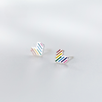 wholesale S925 Sterling Silver Nalan Small and Exquisite Rainbow-Colored Heart-shaped Mini Ear Studs G2459-S925 silver pair silver model 925 silver