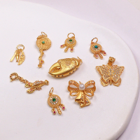 wholesale S925 silver gold-plated pendant drop butterfly rattle crab claw accessories bracelet necklace charm DIY semi-finished products-Turquoise Rattle