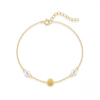 wholesale S925 Sterling Silver Simple Daily Matching Pearl Round Piece Women's Necklace And Bracelet Set Korean Niche Accessories Set-Gold-Bracelet 925 Silver