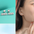 wholesale S925 Sterling Silver Fashionable and Elegant Earrings Mini Ultra-Sparkling Moissanite Stud Earrings for Women Korean Style Minimalist Three-Stone Stud Earrings-0-0