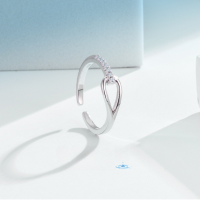 wholesale S925 Sterling Silver Light Luxury Niche Design Rupert's Tear Ring for Women with Inlaid Zirconia Diamond Single Ring Band Jewelry-925 silver ring>Adjustable opening