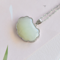 wholesale 925 Sterling Silver Inlaid with Hetian Jade Pendant Ruyi Longevity Lock Jade Necklace for Women-0-3