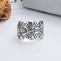 wholesale S925 Silver Retro Vintage Wide Three-Barrel Large Spiral Creative Design Trendy Open Ring-0-1