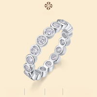 wholesale 925 Sterling Silver Cross-Border New Simple Row Ring Women's Small Design Exquisite Workmanship Versatile Moissanite Ins Style Ring-Moissanite 3.0mm US No. 9