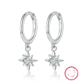 wholesale S925 Sterling Silver Octagram Hoop Ear Clasp, Sweet and Edgy, Minimalist and Versatile for Layering Ear Accessories-0-4