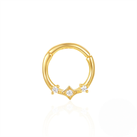 wholesale S925 Sterling Silver Star Triangle Zircon Inlaid Cartilage Ear Hoop, Popular Nose Ring-Single gold#1&gt;925 silver