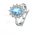 wholesale S925 Sterling Silver Luxury Jewelry Topaz Set in European and American Vintage Design Fashion Natural Gemstone Ring-0-1