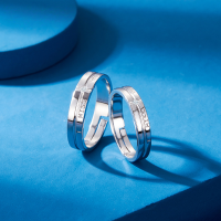 wholesale S925 Sterling Silver Korean-style Couple Rings with Elegant Lettering and Zirconia Inlay, Open-Ended Niche Design Matching Bands for Men and Women-Women's Ring - Adjustable Opening  S925 Silver