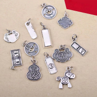 wholesale Sterling silver small pendant Thai silver gourd longevity lock necklace charm for women DIY bracelet accessory-Peace Fall