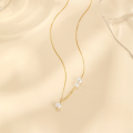 wholesale 925 Silver New Retro Paperclip Chain Pearl Pendant Y-shaped Collarbone Necklace-0-3