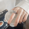 wholesale S925 Sterling Silver Retro Vintage Creative Wide Band Ring with Ancient Style Text, Designed for Both Men and Women-0-2