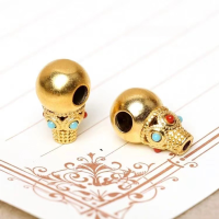 wholesale Gold Nepalese Old Sand Gold Drop Oil Three-Way Buddha Head Accessories Ancient Method Gold DIY Bead Bracelet String Matching Beads-One three-way