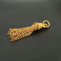 wholesale Antique silver handmade engraved tassel pendant DIY bracelet cord charm S925 sterling silver gold-plated tassel cap-0-6