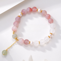 wholesale S925 silver gradient agate beaded tassel bracelet for women, versatile and high-end, a niche new Chinese-style accessory-Gradient Pink Agate Bracelet/15.27g&gt;SL010719