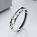 wholesale S925 Sterling Silver Korean-style Love Heartbeat Sensing Irregular Hollow Heart Couple Open Ring-0-1