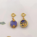 wholesale S925 gold-plated silver metal, natural Charoite round platform hand tag, spacer beads accessories, bracelet necklace DIY semi-finished products-0-20