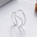 wholesale S925 Sterling Silver Korean-style Irregular Hollow-Out Minimalist Geometric Open Ring-0-1