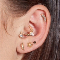 wholesale S925 Sterling Silver Plated With K Gold Single Zircon Cartilage Stud Earring Hoop-0-2